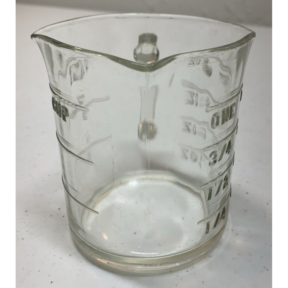 Hazel Atlas Depression Glass 1 Cup Measure Cup 3 Spout Raised Letters & Numbers - Picture 4 of 4